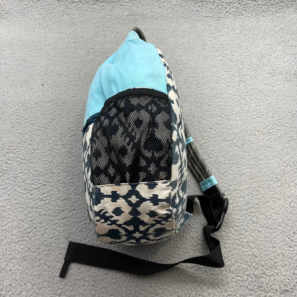 KAVU Rope Bag Crossbody Blue Ikat Canvas Sling Backpack Ergonomic Outdoor Bag